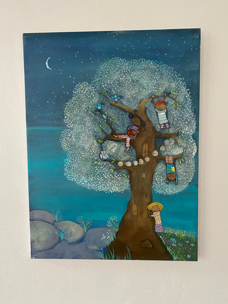 Ready to Hang | Art Print Giclee Print of my Mixed cheapest Media Painting on Canvas entitled Barking Up the Right Tree